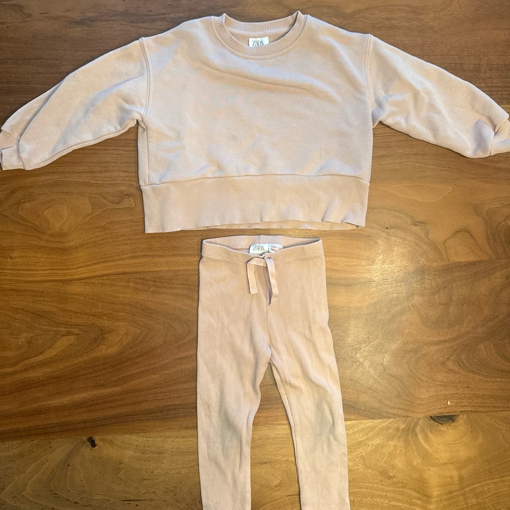 Zara Kids Blush Pink Sweatshirt & Leggings Set Size 2-3Y
